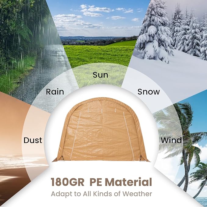 SUNBURY Carport, Round Portable Garage, Outdoor 13x20 ft Heavy Duty Carport - Image 4