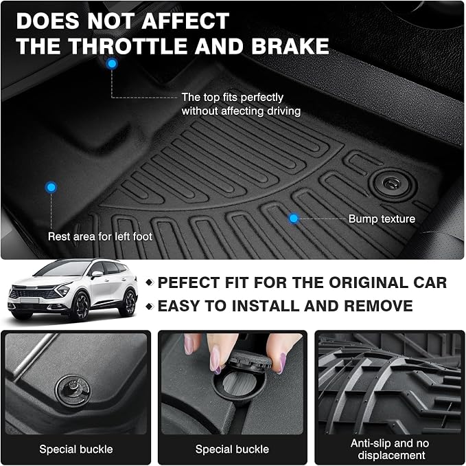 Powerty Floor Mats for 2023-2025 Kia Sportage Accessories All Weather Floor - Image 4