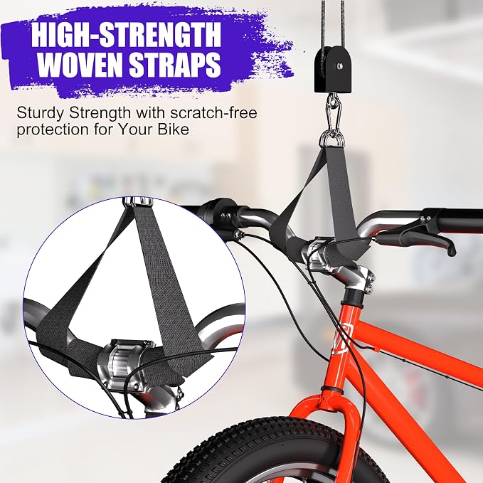 2 Pack Bike Hoist, Heavy Duty Bike Pulley System - Image 4