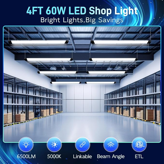 hykolity 1 Pack 4FT Linkable LED Shop Light - Image 2