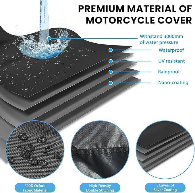 Waterproof Motorcycle Cover Outdoor, Motorbike Scooter Moped Rain Dust - Image 4