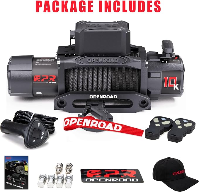 OPENROAD 10000 lb. Waterproof IP68 Electric Winch, 12V Electric Truck Winch - Image 5