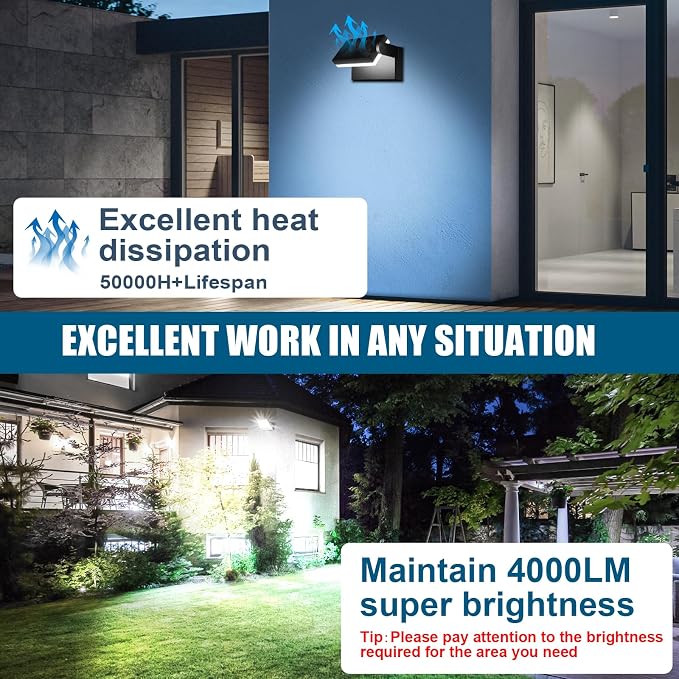 40W LED Wall Light, 4000LM 5000K 360° Wide-Angle Exterior Wall Floodlights - Image 2