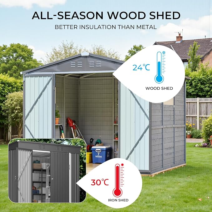 MyVoice 8x10 FT Wooden Outdoor Storage Shed - Image 3