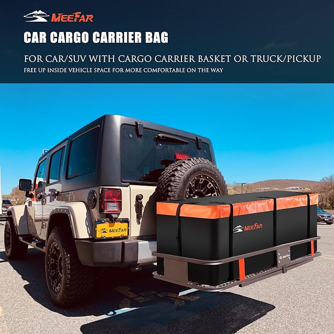MeeFar Hitch Mount Cargo Carrier Bag Soft Shell 100% Waterproof 20 Cubic Feet - Image 2