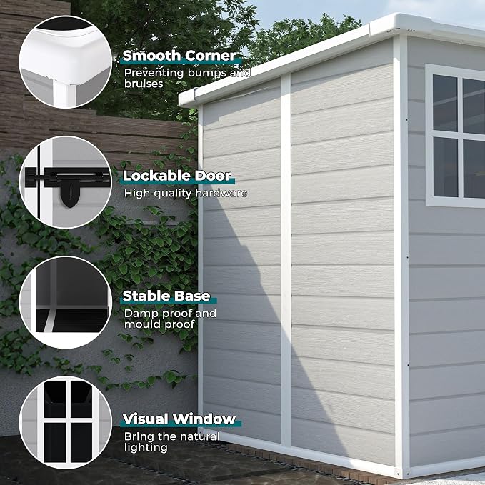 MyVoice 6x6 FT Outdoor Resin Storage Shed - Image 7