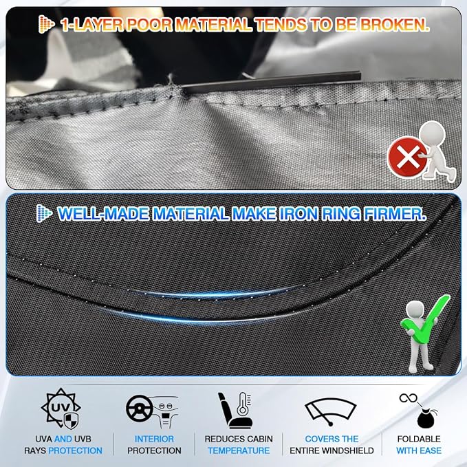 Windshield Sun Shade for Kia Sorento 2021-2025 2026 Accessories Thicken 6-Layer - Image 4