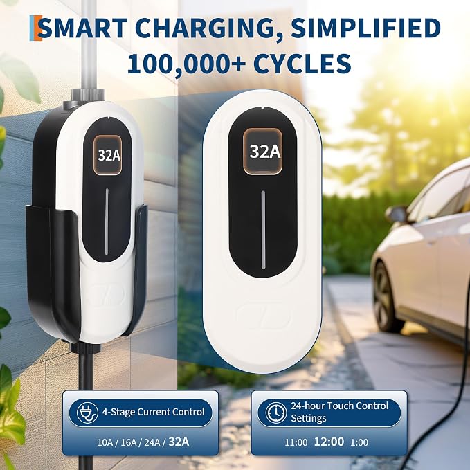 Level 2 EV Charger, 32A 240V Voltage, NEMA 14-50 Plug, 25ft Cable, Adjustable - Image 5
