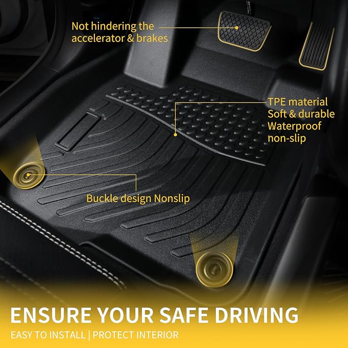 GINOWY- Floor Mats for Jeep Renegade 2015-2024 2025, TPE All Weather Car Floor - Image 3