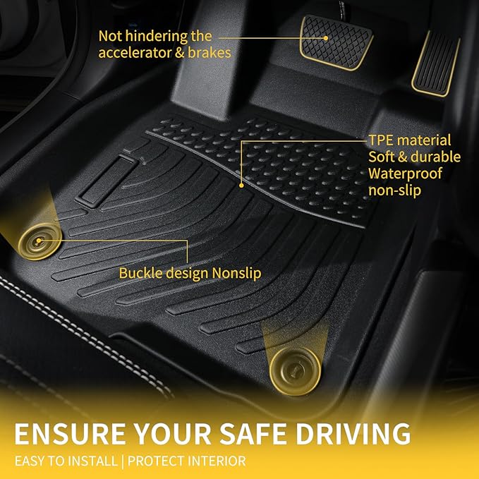 GINOWY-Floor Mats for Ford Fusion & MKZ 2013-2016, TPE All Weather Protection - Image 3