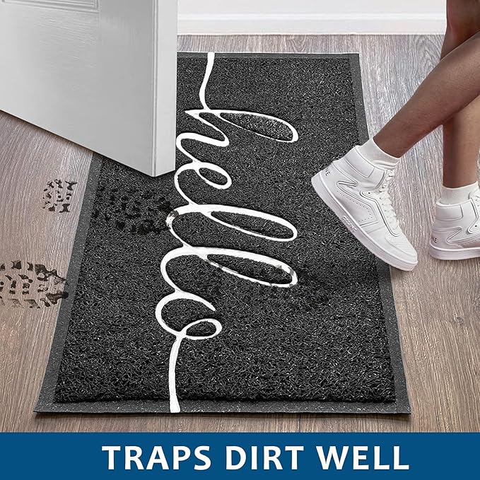 EARTHALL Door Mat Outside Inside Hello Doormat, Durable Floor Mat Non Slip Mat - Image 4