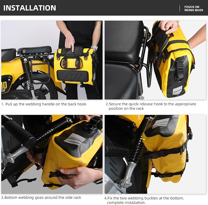 Rhinowalk Motorcycle Saddlebag 15L Waterproof Luggage Bag Quick Release - Image 6