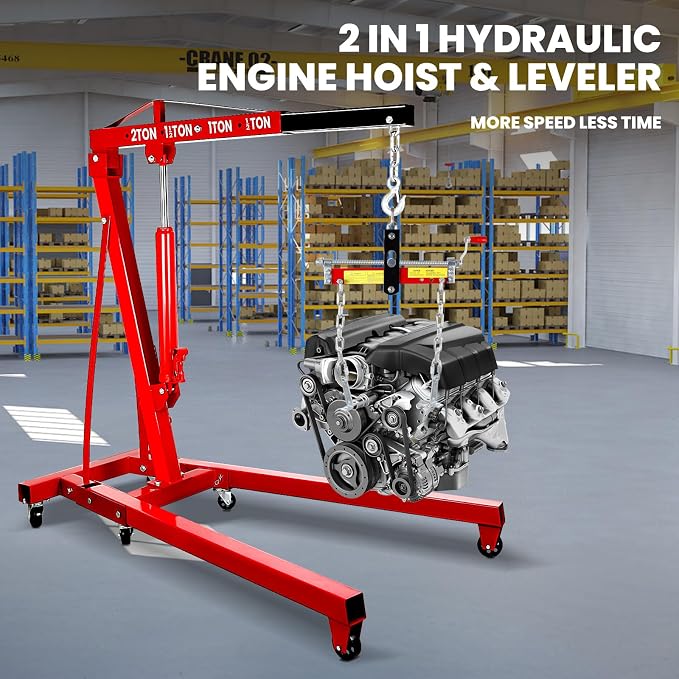 RQR Engine Hoist 2 Ton, Hydraulic Cherry Picker Engine Lift Crane - Image 7