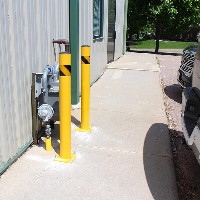 BISupply Safety Bollard Post Parking Barrier 2 Pack - 42in Yellow Pipe Bolt - Image 5