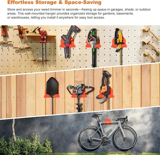 Weedeater Hanger, Trimmer Rack – 2 Pack Heavy Duty Wall Mount - Image 2