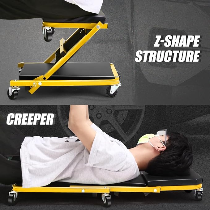 PM PERFORMOTOR 36 Inches Folding 2 in 1 Rolling Z Creeper, Adjustable Roller - Image 7