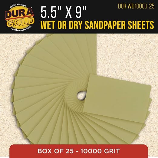 Dura-Gold Premium 10000 Grit Wet or Dry Sandpaper Sheets, 5-1/2" x 9", Box of 25 - Image 2