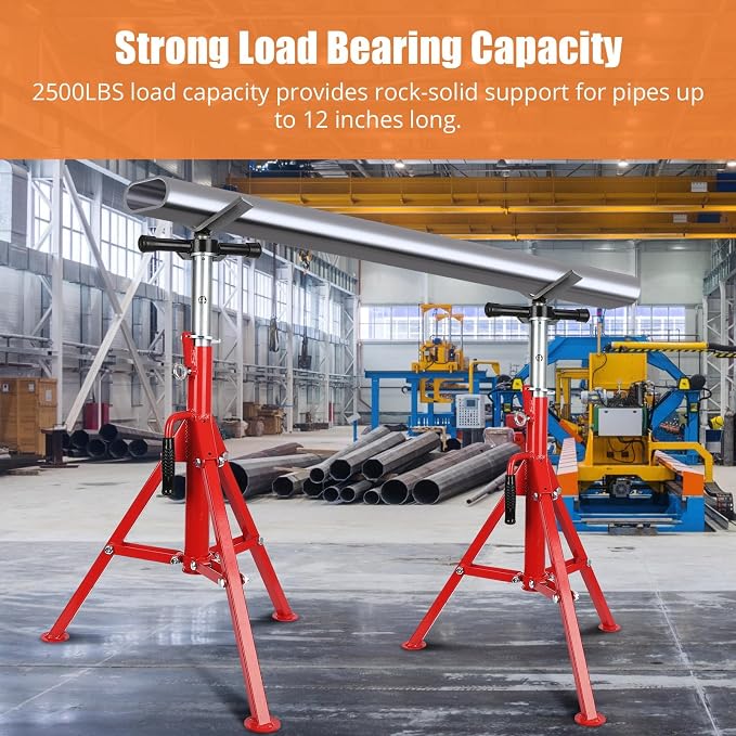V-Head Pipe Jack Stand, Heavy-Duty Folding Pipe Stand - Image 6