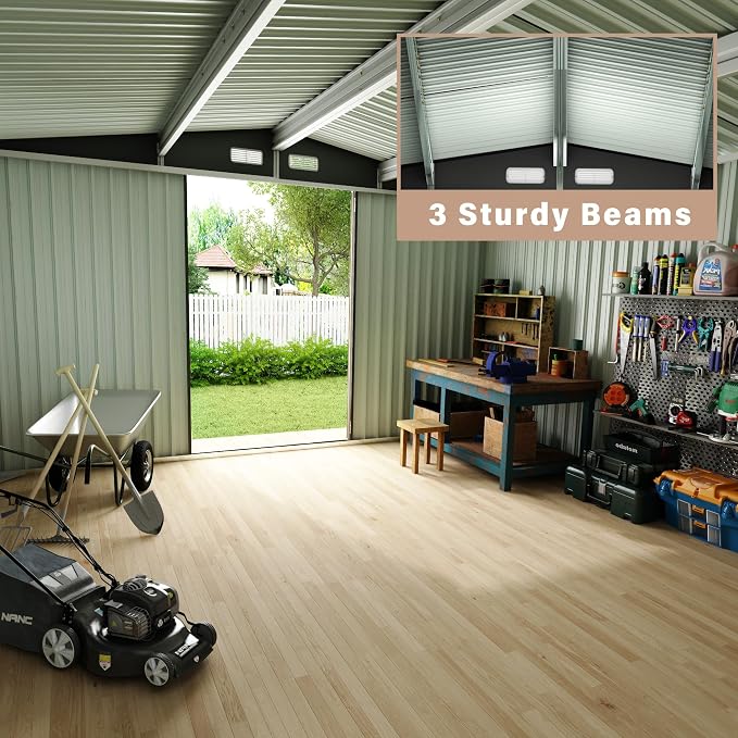 8x10 FT Metal Storage Sheds Outdoor, Metal Yard Sheds Garden Shed Kit, Tool Shed - Image 6
