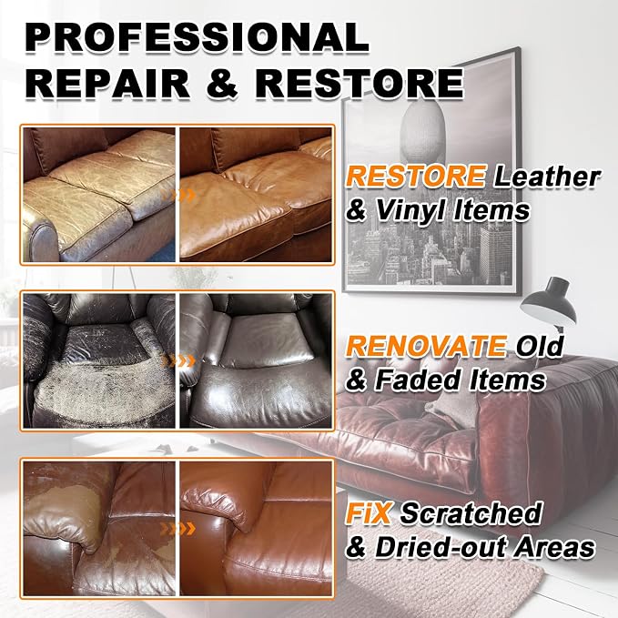 Medium Brown Leather Recoloring Balm, 12oz Leather Color Restorer - Image 3