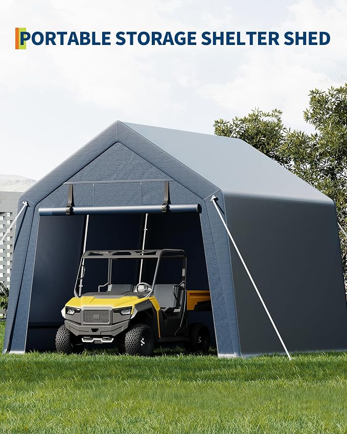 10x10FT Outdoor Storage Shed, Portable Carport - Image 4