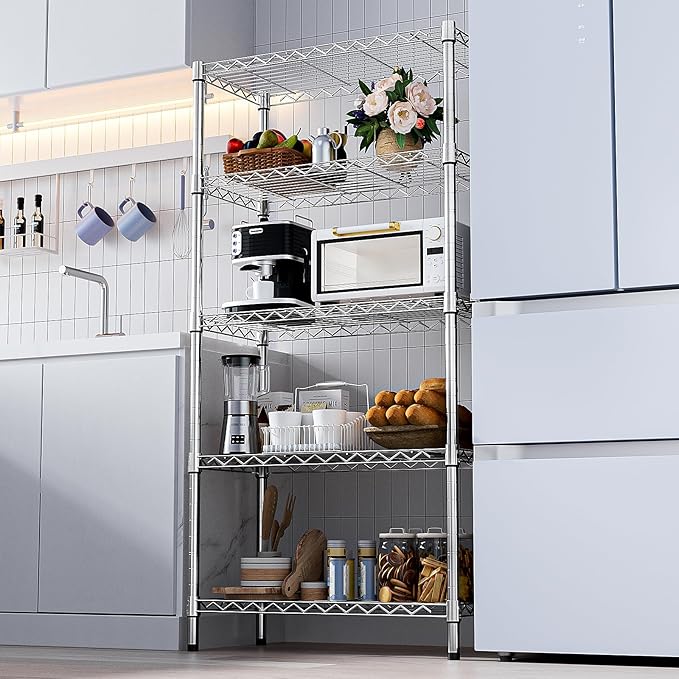 1250 lbs Steel Heavy Duty 5-Tier Utility Shelving Unit Steel Organizer Wire Rack - Image 8