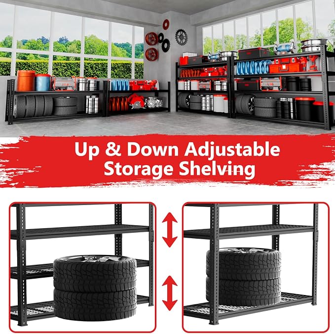 Storage Shelves 3PCS, Garage Shelving Heavy Duty 2640LBS Capacity, 4 Tier - Image 6