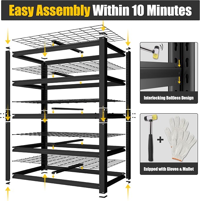 PrimeZone 72" H X 48" W X 18" D Heavy Duty Garage Shelving 5 Tier 2500 LBS - Image 6