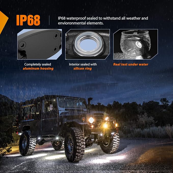 Nilight LED Rock Light 6PCS White Light Pods Waterproof Under Body Wheel Well - Image 5
