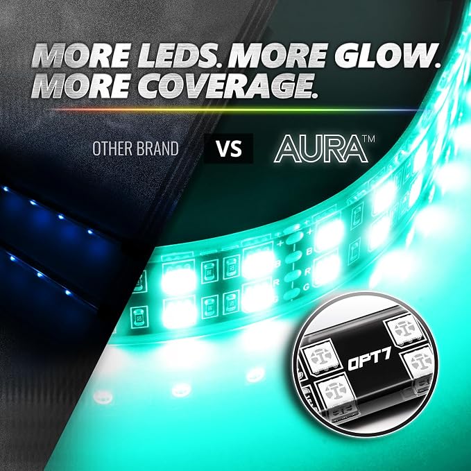 OPT7 Aura Pro 4PC Double LED Interior Car Strip Lights - Image 4