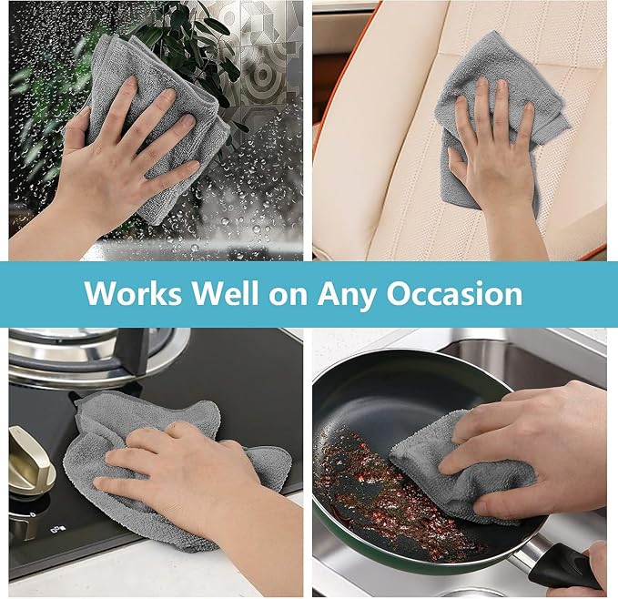 HOMEXCEL Grey Microfiber Cleaning Cloth, 50 Pack Cleaning Towels - Image 5