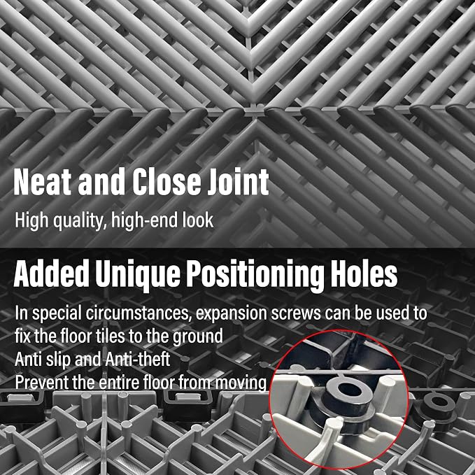 12 Pack 16"x 16"Interlocking Garage Floor Tiles, Modular Drainage Floor Mat - Image 6
