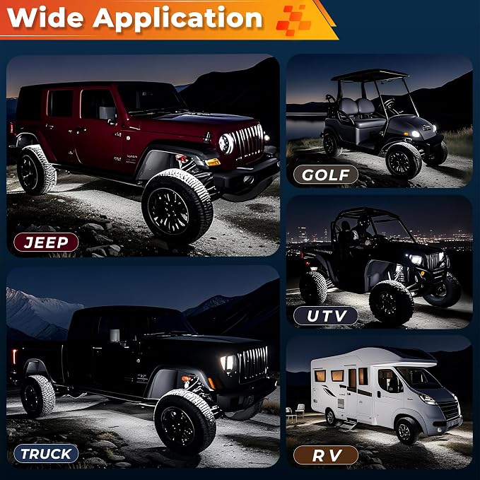 12 Pods Pure White LED Rock Lights Kit - Image 6