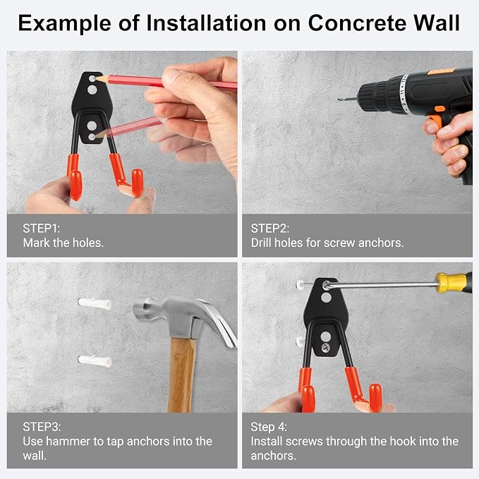 Steel Garage Hooks Wall Tool Organizer, 12 Pack Garage Storage Hook Heavy Duty - Image 4