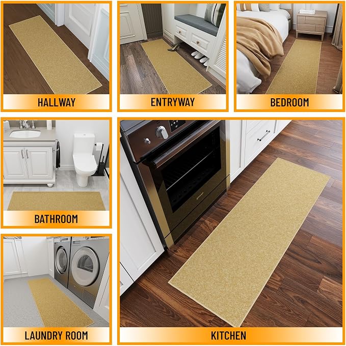 Ottomanson Hallway Runner Rug 2'2" x 6' Non Slip Solid Area Rugs Easy to Clean - Image 3
