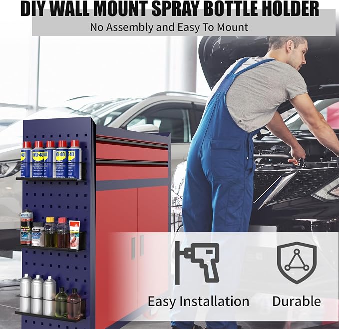 6 Pack Spray Bottle Holder Wall-Mounted, Aerosol Spray Can Holder Storage Rack - Image 6