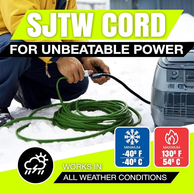 50ft Outdoor/Indoor Extension Cord 10/3 Gauge Ultra Heavy Duty 3 Prong SJTW - Image 8