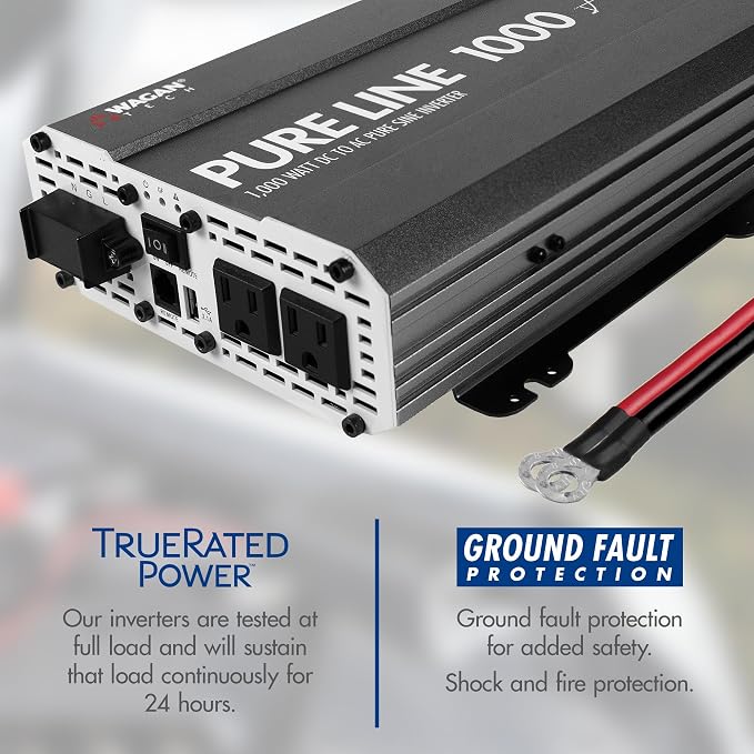 Wagan EL3804 Pure Line Inverter 1000 Watt DC 12V to 110V AC Car Pure Sine Wave - Image 3