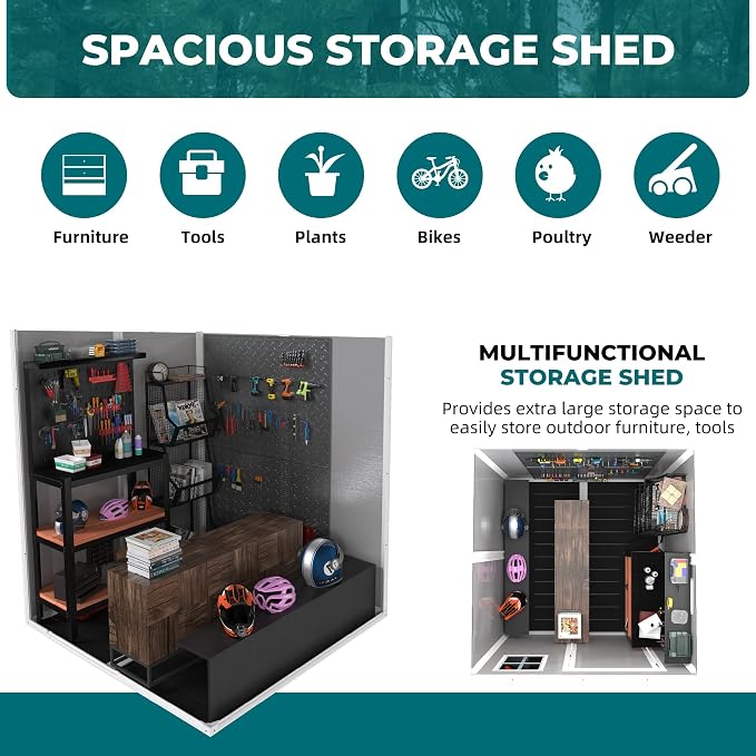 MyVoice 6x6 FT Outdoor Resin Storage Shed - Image 6