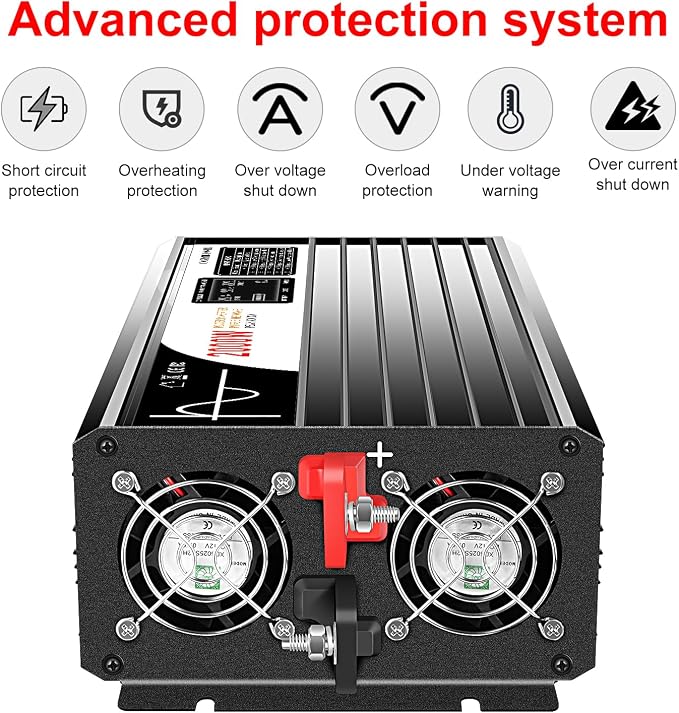 Xijia Pure sine Wave Inverter 2000w Power Inverter dc 12v to 110v 120V ac rv - Image 9