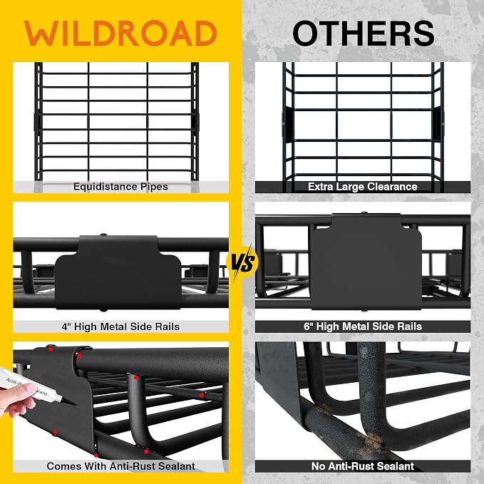 WILDROAD Car Roof Cargo Carrier Combo of Upgraded 64"x 39"x 4" Roof Rack Cargo - Image 4