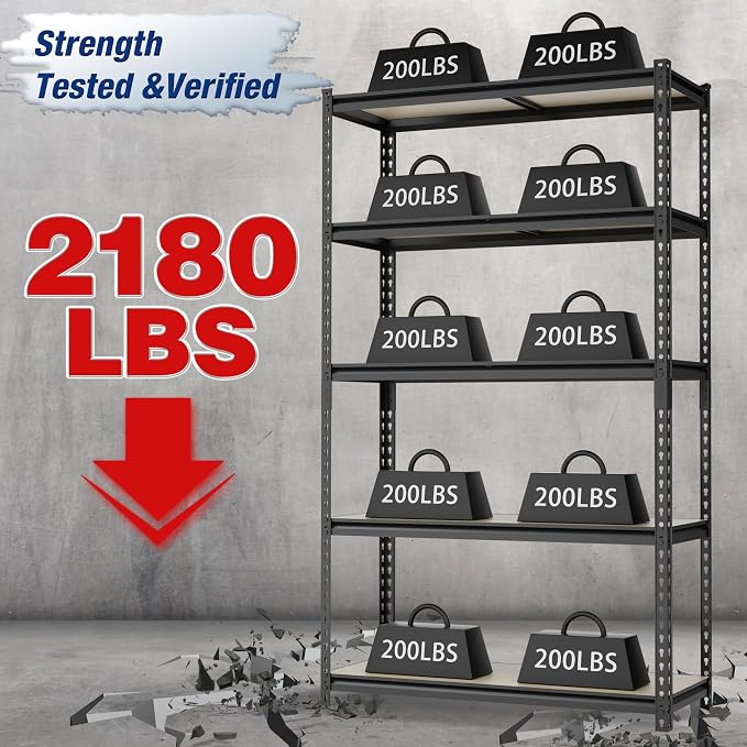 WORKPRO 5-Tier Storage Shelf, for Basement, 27.6”Wx11.8”Dx60”H - Image 3