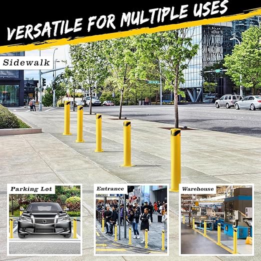 2 Pack Safety Bollard Post, 48 Inch Height 4.5 Inch Diameter Yellow Pipe Safety - Image 4