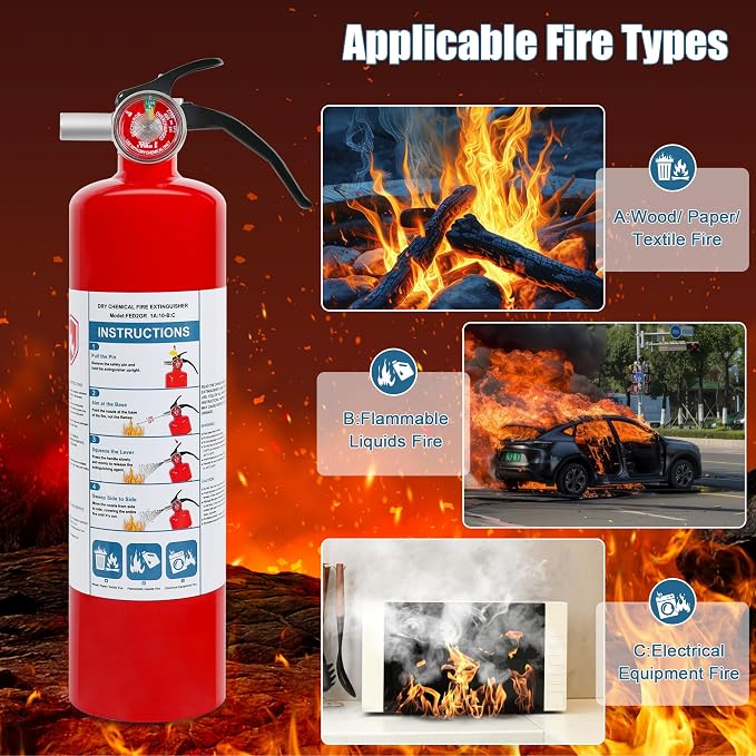 6 Pack Dry Chemical 2.5 lb ABC Fire Extinguishers, Boat Use, 1A:10B:C Rating - Image 2