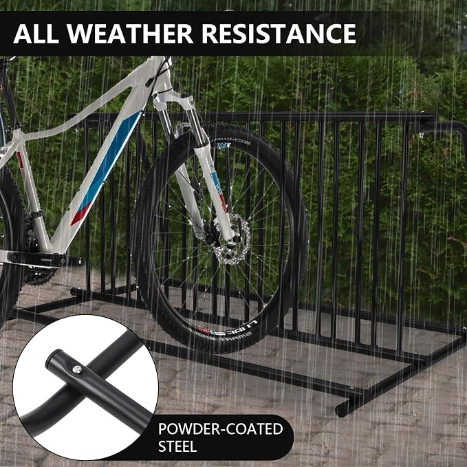 Commercial Floor Bike Rack Stand-10 Bike Rack, Dual Slot Size and Dual-Side - Image 5
