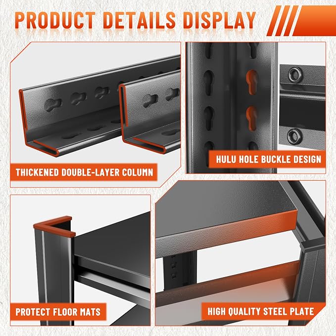 63''H Heavy Duty Metal Shelving Unit, 2000 lbs Total Capacity, Dual-Layer Column - Image 4