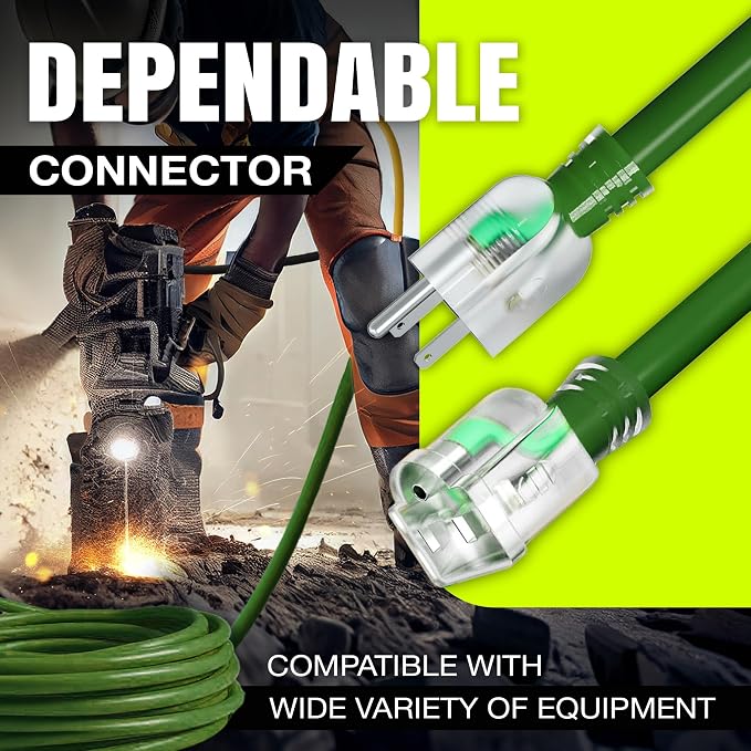 10ft Outdoor/Indoor Extension Cord 12/3 Gauge Extra Heavy Duty 3 Prong SJTW - Image 4
