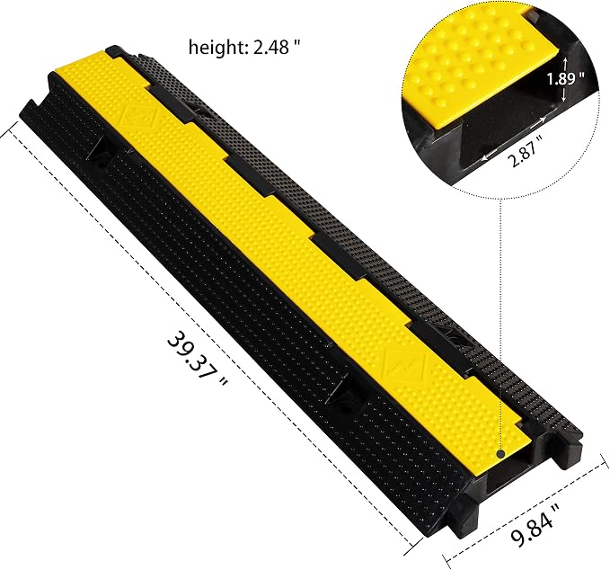 3 Pack Rubber Cable Ramp Hose Cable Protector Ramp 1 Channel 22000Lbs Load - Image 2