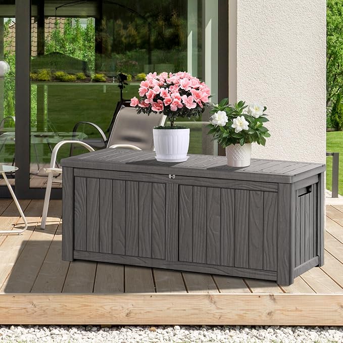 150 Gallon Resin Deck Box, Waterproof Outdoor Storage Bin - Image 9