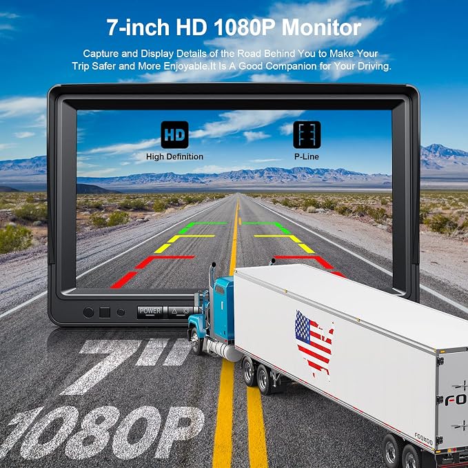 Fookoo 1080P 7" Wireless Backup Camera System, IP69 Waterproof Rear View Front - Image 2